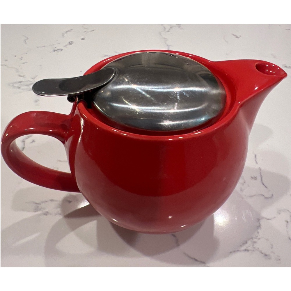 Zero Japan Red Ceramic Teapot with Stainless Steel Lid and Infuser 15oz - Picture 2 of 8